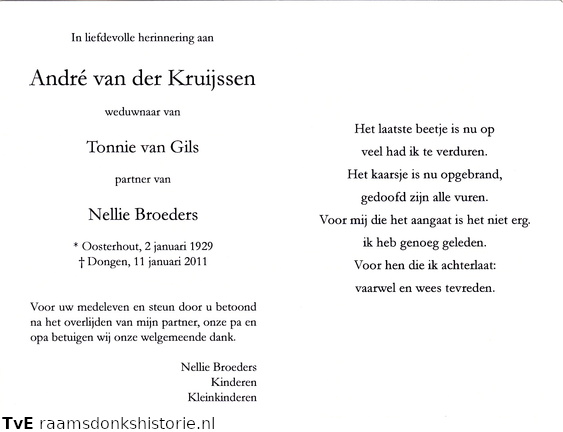 André van der Kruijssen- (vr)Nellie Broeders- Tonnie van Gils
